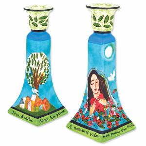 Ceramic Woman of Valor Candle Holder Set