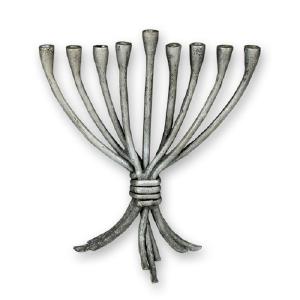 silver deco Menorah 