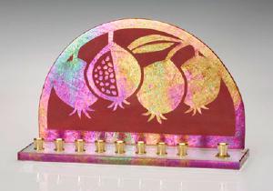 art glass pomagranite  menorah