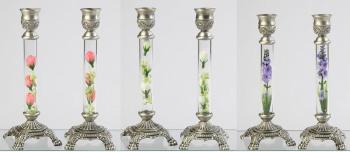 Silk flower shabbat candle holder