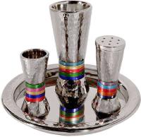 Hammered Havdallah Set Conical Shape- Multi color Rings