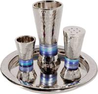 Hammered Havdallah Set Conical Shape-Blue color Rings