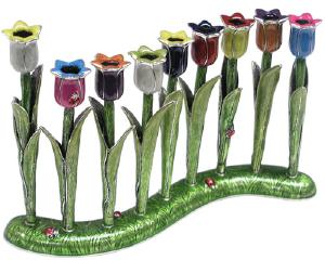 tulip glass pomagranite  menorah