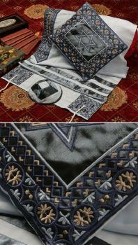 Blue/ gray Men's Tallit Sets by Argamon