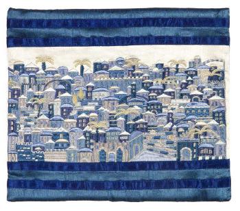 Blue jerusalim silk tallit bag