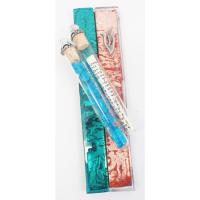 copper and Aqua wedding shard glass mezuzah