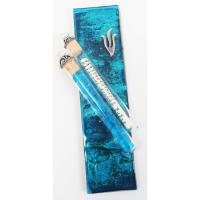 Turquoise wedding shard glass mezuzah