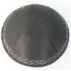 BLACK AND SILVER SATIN KIPPAH