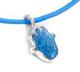 blue Leather Hamsa Bracelet