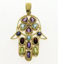 Semi Precious Stones Hamsa Pendant