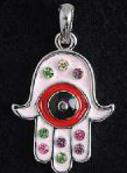 Jeweled Hamsa Necklace with Stones