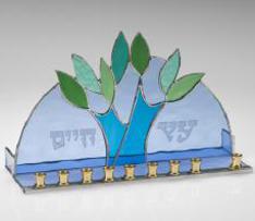 art glass tree menorah