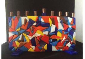 fused glass menorah