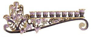 Jeweled pink hamsa menorah