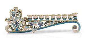 Jeweled blue hamsa menorah