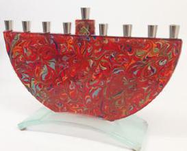 red glass pomagranite  menorah