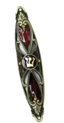 OVAL CRIMSON ENAMEL SHIN CENTER MEZUZAH CASE