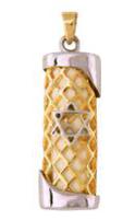 Yellow and white gold Mezuzah Pendant 