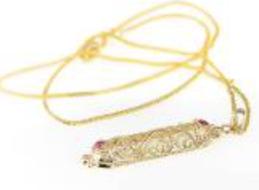 Yemenite gold Mezuzah Pendant 