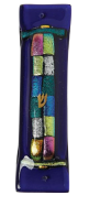 Blue Tribes Glass Mezuzah