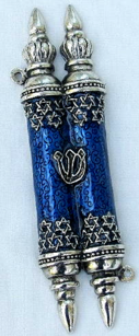 Blue magnetic torah mezuzah