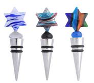 Fused glass wine Bottle stopper shaped in a star of David
