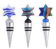 Fused glass wine Bottle stopper shaped in a star of David