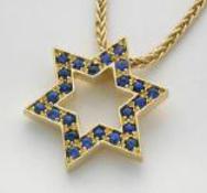  Blue Sapphires Jewish Star Pendant
