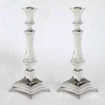 Oblique Sterling Silver Candlestick Set