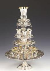Hazorfim 18 cup Sterling Silver Kiddush Fountain