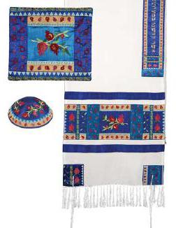 Blue Pomagranite tallit set