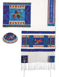 Blue Pomagranite tallit set