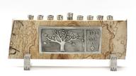 Wood and pewter Tree of life Menorah