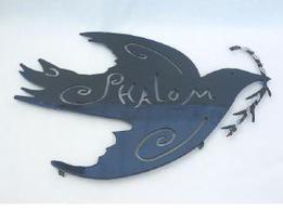 METAL SHALOM DOVE WALL HANGING